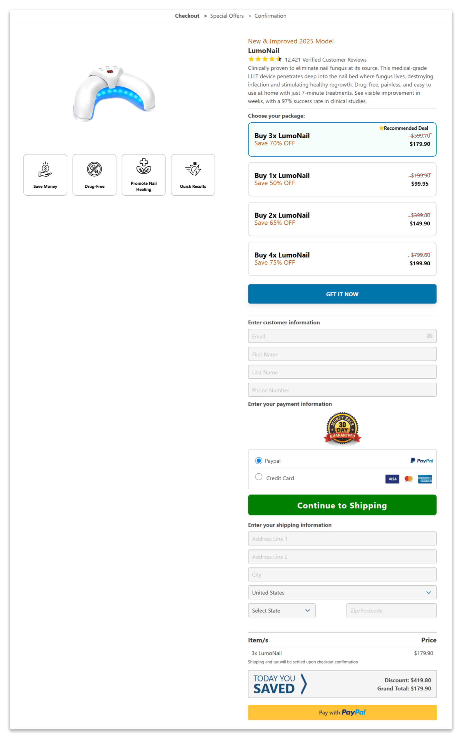 Lumonail secure checkout page